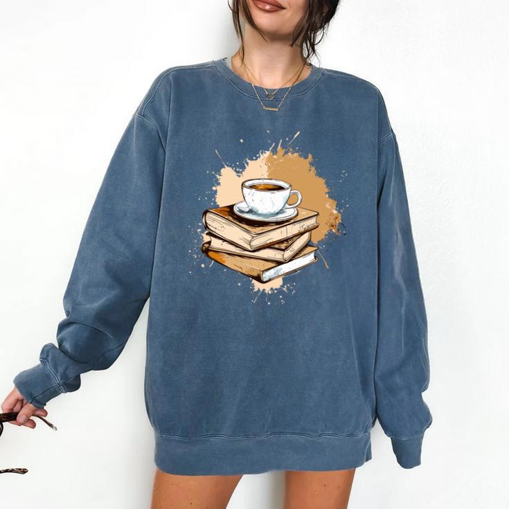 Coffee And Books Adult Books Lover Reading Comfort Colors Sweatshirt