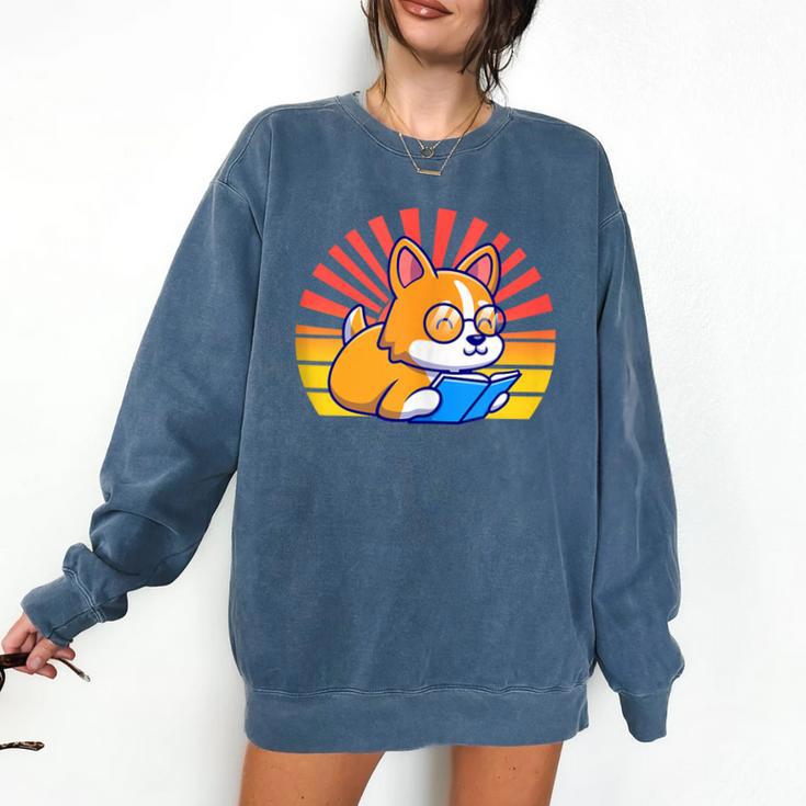 Corgi Dog Reading Book Book Lover Dog Lover Comfort Colors Sweatshirt