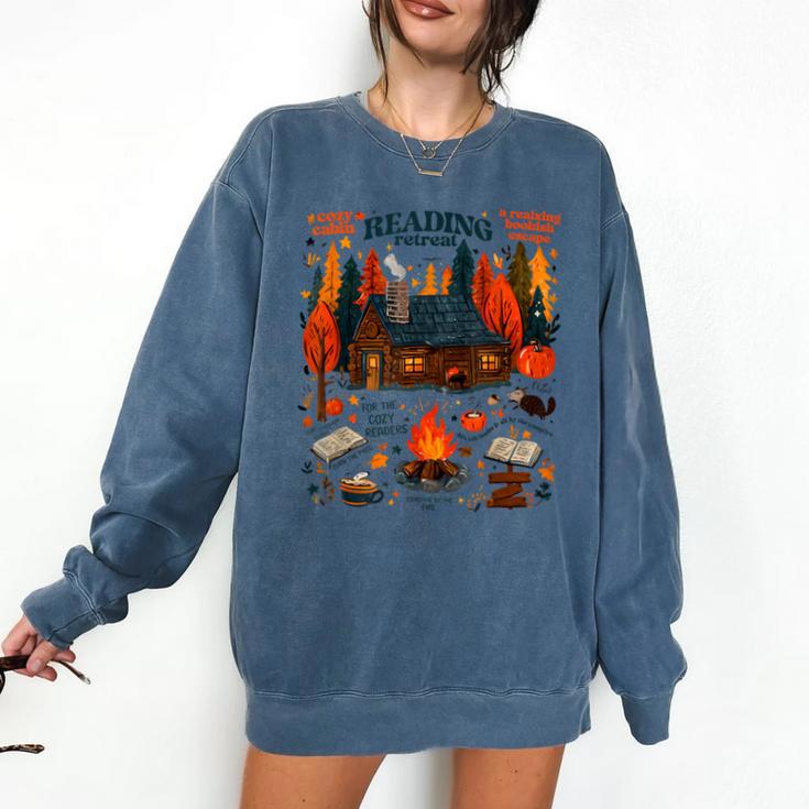 Cozy Reading Cabin Retreat Fall Bookish Autumn Cozy Reader Comfort Colors Sweatshirt