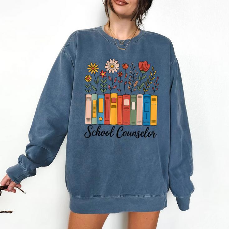 Cute Wildflower Book School Counseling Life School Counselor Comfort Colors Sweatshirt