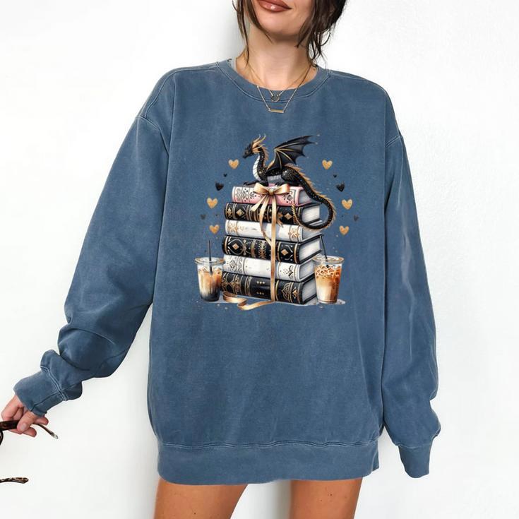 Dragon Hoard Of Books Reading Lover Cute Art Comfort Colors Sweatshirt