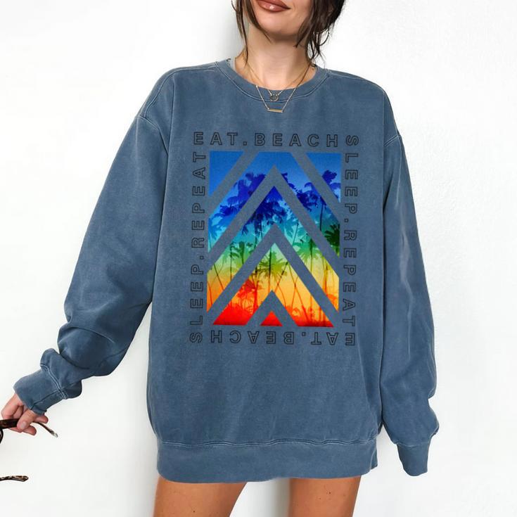 Eat Beach Sleep Repeat Summer Vacation Graduation Tees Men Women Kids Comfort Colors Sweatshirt
