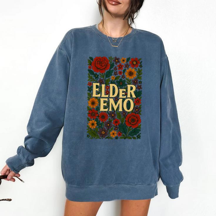 Elder Emo Floral Gothic Vintage Nostalgia Premium Tri-Blend Comfort Colors Sweatshirt