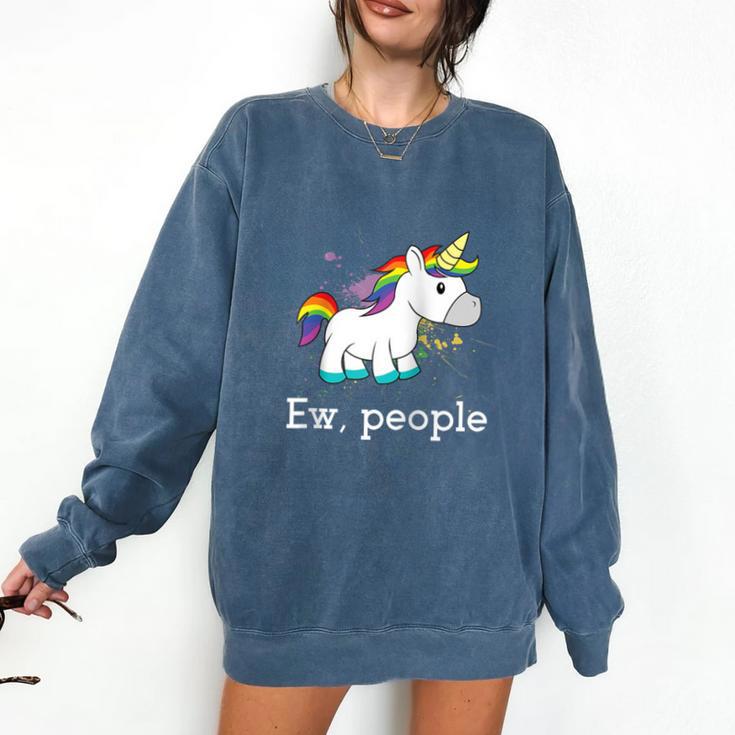 Ew People Unicorn Lover Introvert Rainbow Unicorn Raglan Baseball Tee Comfort Colors Sweatshirt