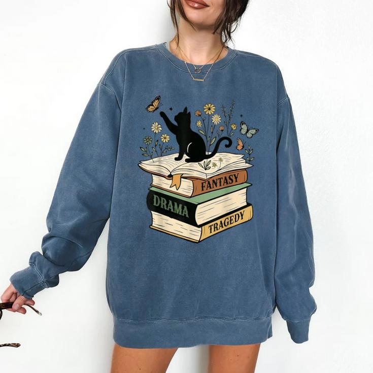 Fantasy Drama Tragedy Cat Book Lover Reading Humor Comfort Colors Sweatshirt
