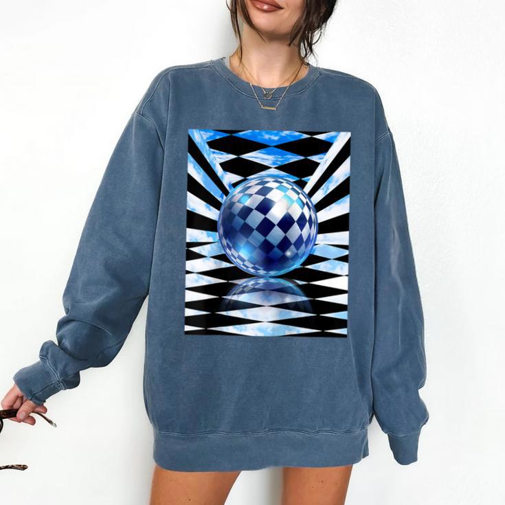 Frutiger Aero Aesthetic Tech Checkered Room Orb Sky Raglan Baseball Tee Comfort Colors Sweatshirt