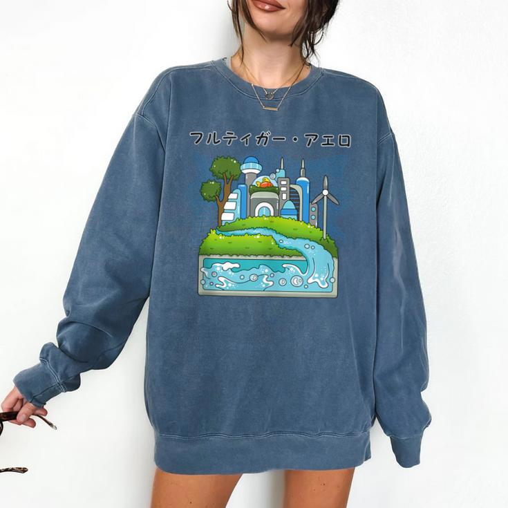 Future City Wind Power Frutiger Aero Y2K Style Ocean Comfort Colors Sweatshirt