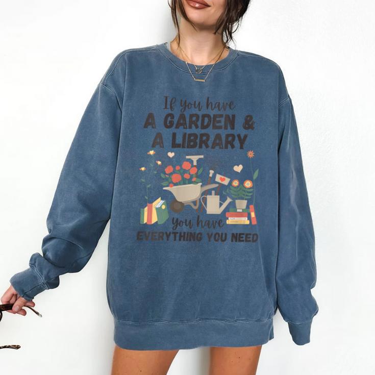 Gardening & Library Lover Books Reading Plants Cute Comfort Colors Sweatshirt