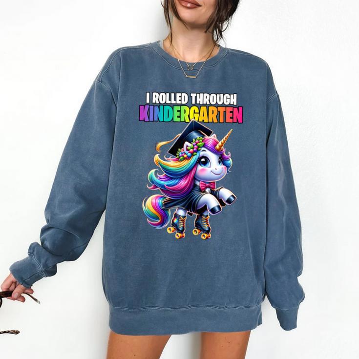 Graduation Kindergarten Unicorn Roller Skate Girls Grad Comfort Colors Sweatshirt
