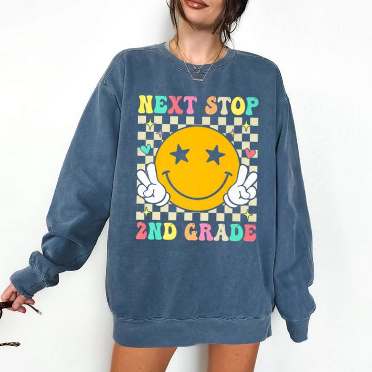 Groovy Next Stop 2nd Grade 1st Grade Graduation 2025 Premium Comfort Colors Sweatshirt