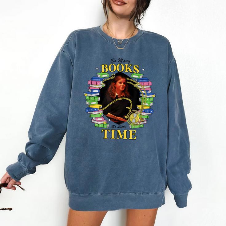 Harry Potter Hermione So Many Books So Little Time Portrait Comfort Colors Sweatshirt