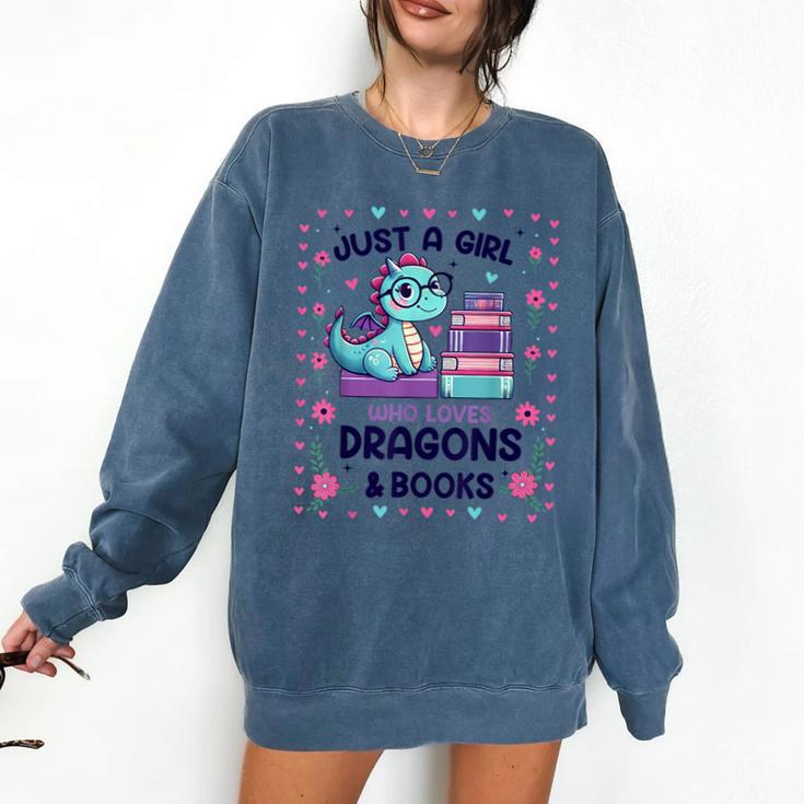 Just A Girl Who Loves Dragons And Books Lover Reading Book Comfort Colors Sweatshirt