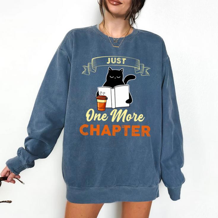 Just One More Chapter Fun Cat Coffee Reading Book Premium Tri-Blend Comfort Colors Sweatshirt