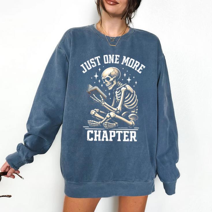 Just One More Chapter Reading Skeleton Book Lover Premium Tri-Blend Comfort Colors Sweatshirt