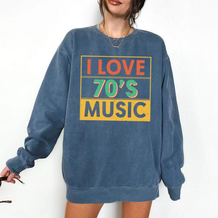 I Love 70's Music Retro Style Nostalgia Vibe 1970 70's Party Premium Tri-Blend Comfort Colors Sweatshirt