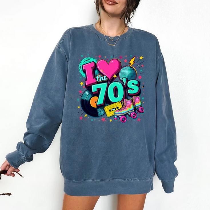 I Love The 70s Retro Cassette Roller Vinyl Disco Nostalgia Premium Tri-Blend Comfort Colors Sweatshirt