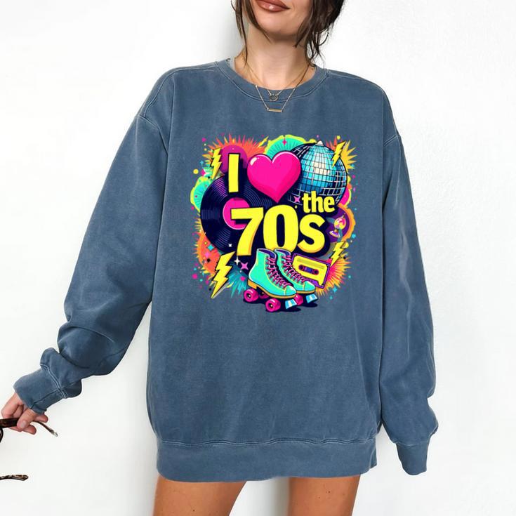 I Love The 70s Retro Cassette Roller Vinyl Nostalgia Vibes Premium Tri-Blend Comfort Colors Sweatshirt