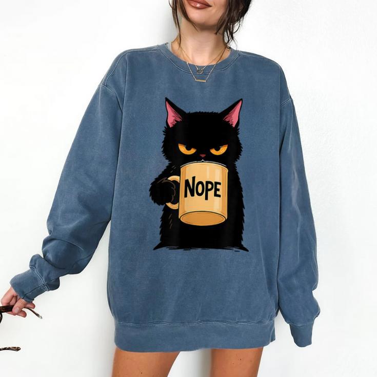 Nope Coffee Cat – Introvert Humor Monday Kitty Comfort Colors Sweatshirt