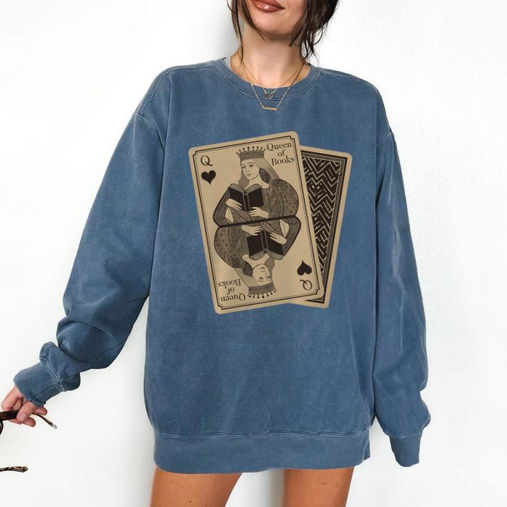 Queen Of Books Playing Card Aesthetic For Book Lovers Premium Tri-Blend Comfort Colors Sweatshirt