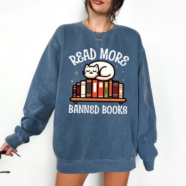 Read More Banned Books Reader Cat Lover Librarian Freedom Comfort Colors Sweatshirt