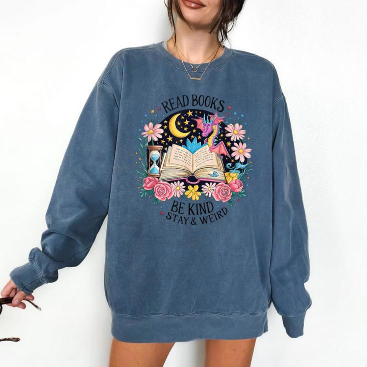 Read Books Be Kind Stay Weird Dragon Comfort Colors Sweatshirt