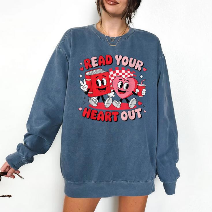 Read Your Heart Out Valentine's Day Retro Teacher Bookish Comfort Colors Sweatshirt