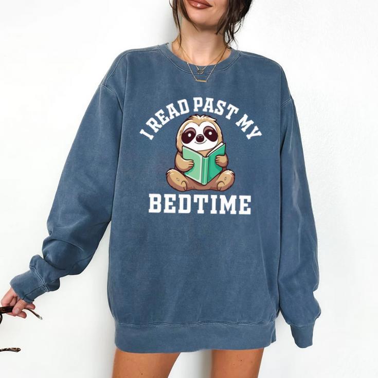 I Read Past My Bedtime Reading Sloth Book Lover Comfort Colors Sweatshirt