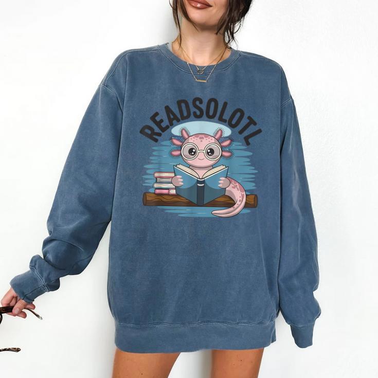 Readsolotl Book Lover Reading Axolotl Kids Reader Comfort Colors Sweatshirt