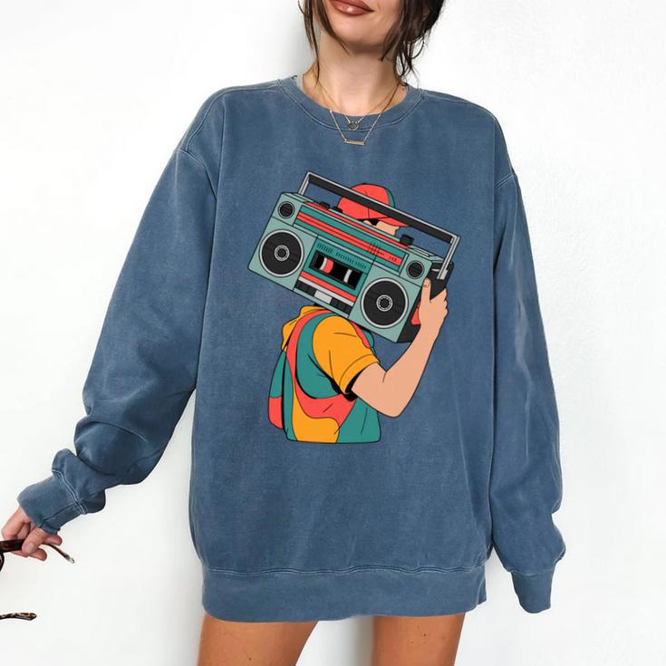 Retro 90s Boombox Nostalgia Party For Music Lovers Men Women Comfort Colors Sweatshirt