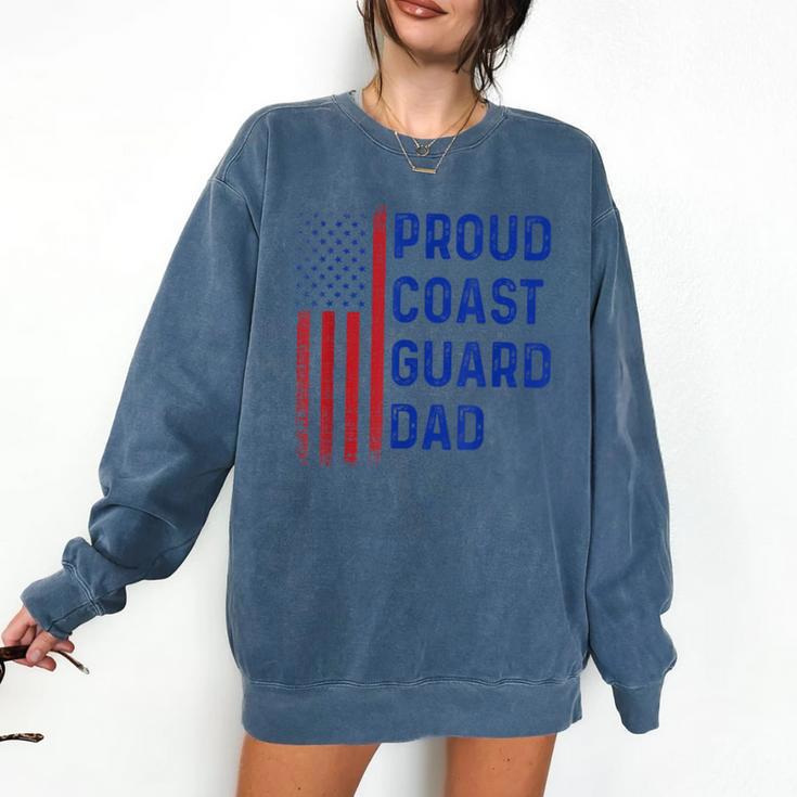 Retro Proud Coast Guard Dad Graduation Dad Usa Flag Outfit Comfort Colors Sweatshirt