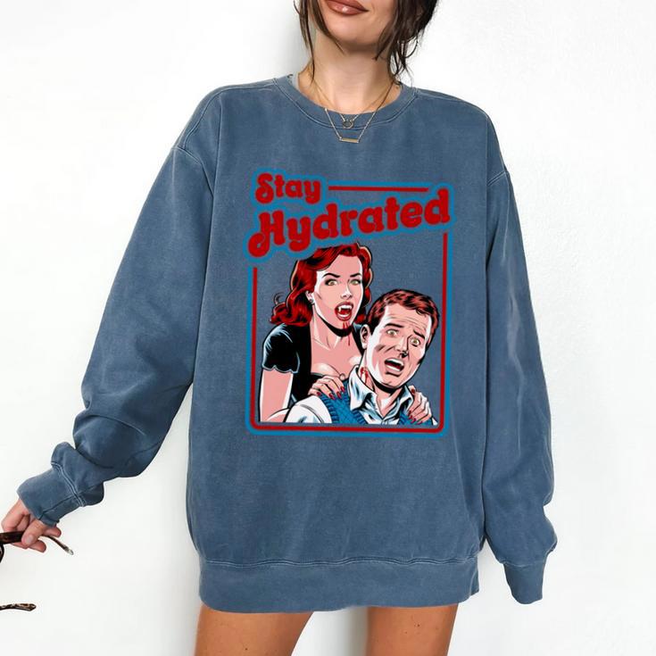 Retro Vampire Book Cover Style Stay Hydrated Halloween Comfort Colors Sweatshirt