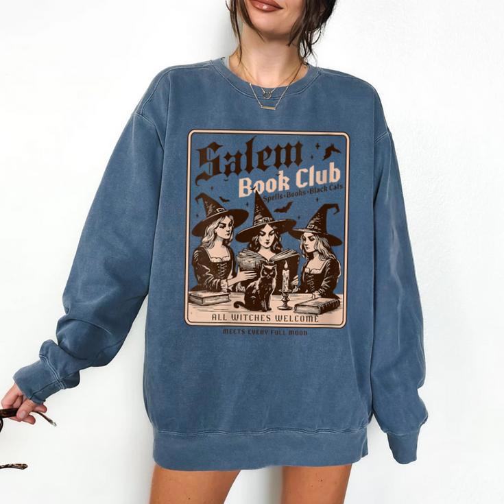 Salem Book Club Bookish Halloween Retro Salem Witch Book Comfort Colors Sweatshirt