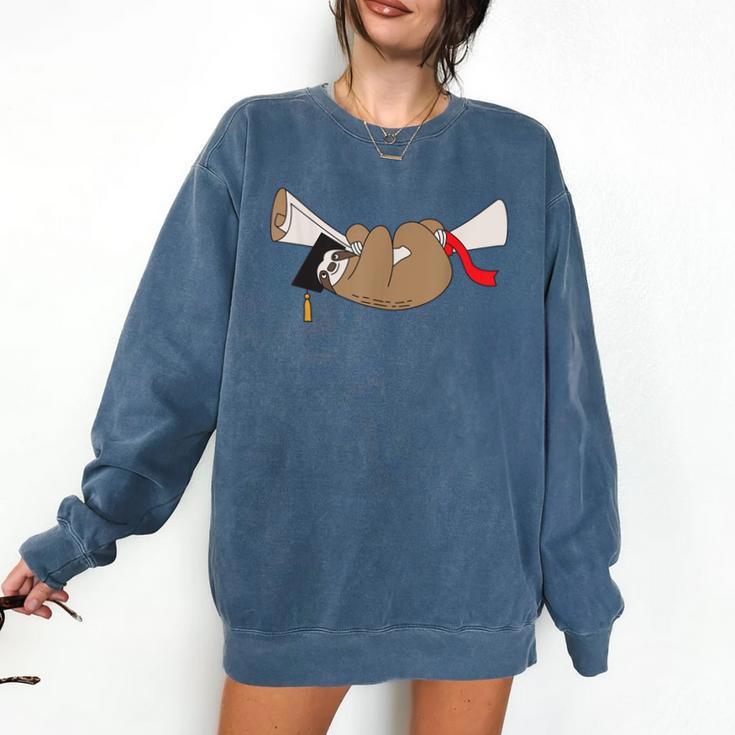 Sloth Graduation Shirt Cute Animal Diploma Grad Comfort Colors Sweatshirt