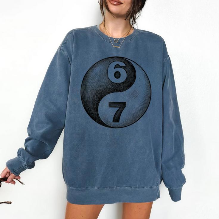 Vintage 6 7 Sketch Yin Yang Namaste Six Seven Nostalgia Comfort Colors Sweatshirt