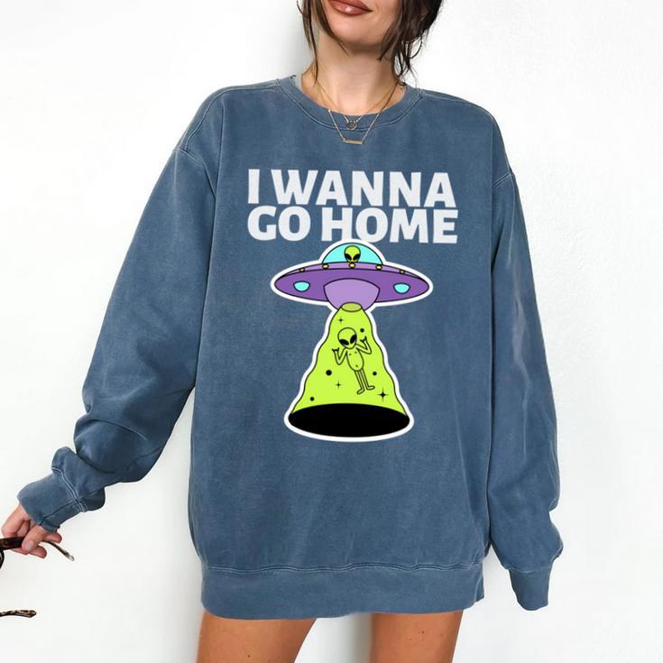 I Wanna Go Home Introvert UFO UAP Flying Saucer Trippy Alien Comfort Colors Sweatshirt