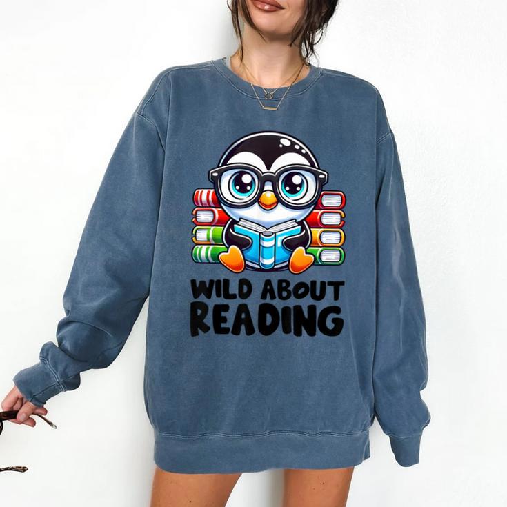 Wild About Reading Book Lover Penguin Comfort Colors Sweatshirt