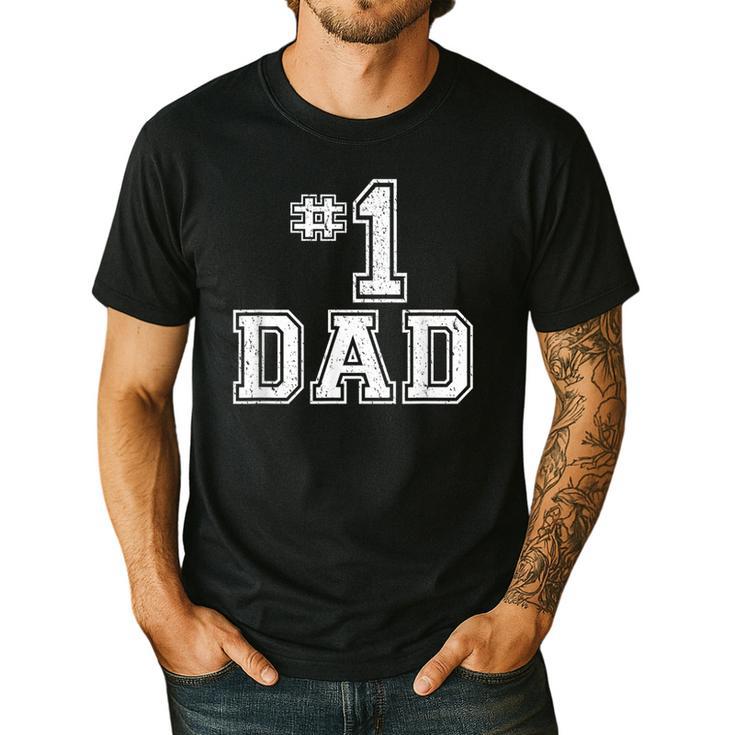 1 Dad Number One Father's Day Vintage Style Men's Casual T-Shirt