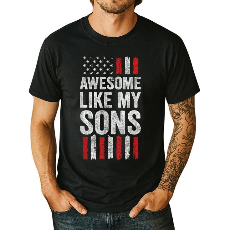 American Flag Dad Mom Awesome Like My Sons Men's Casual T-Shirt