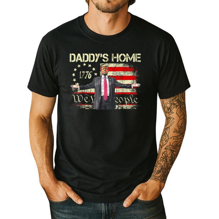 American Flag Trump 2024 Daddy's Home We The People Men's Casual T-Shirt