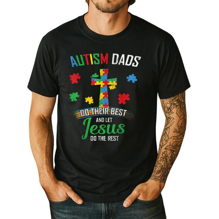 Autism Dad Son Father Autistic Kid Awareness Jesus Christian Men's Casual T-Shirt