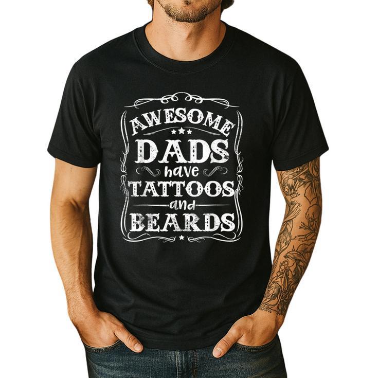 Awesome Dads Have Tattoos And Beards Father's Day 2025 Men's Casual T-Shirt