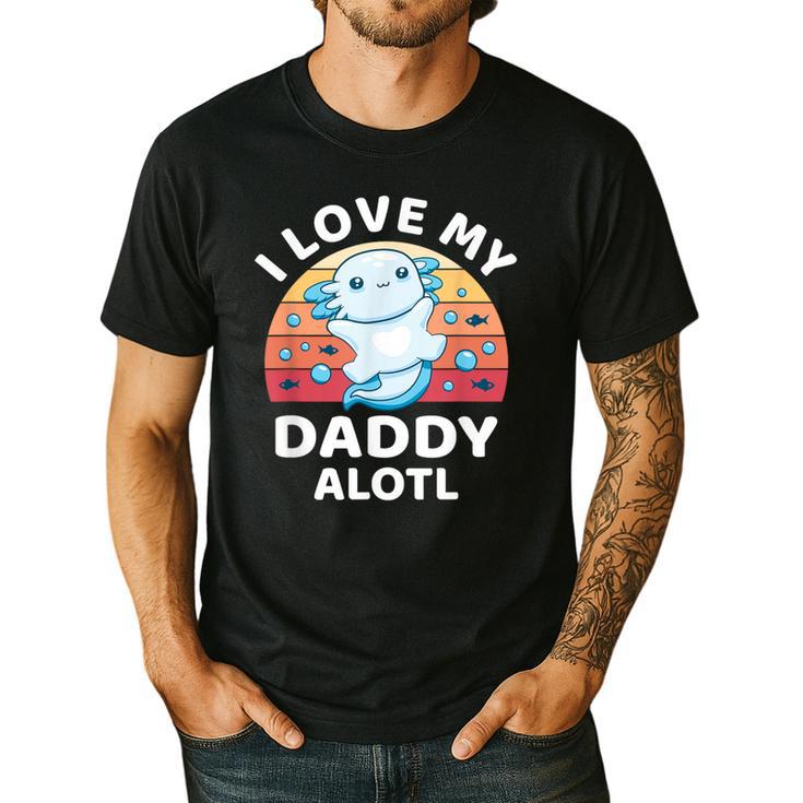 Axolotl Kids Teens Retro Sunset I Love My Daddy Men's Casual T-Shirt