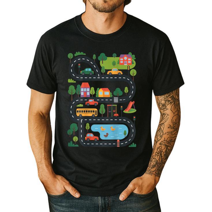 On Back Tired Dads Club Car Race Track On Dad Daddy Men's Casual T-Shirt On Back Tired Dads Club Car Race Track On Dad Daddy Men's Casual T-Shirt