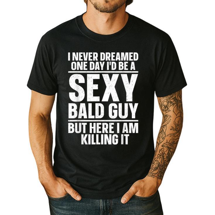 Bald Guy Art For Men Dad Sexy Bald People Bald Man Men's Casual T-Shirt