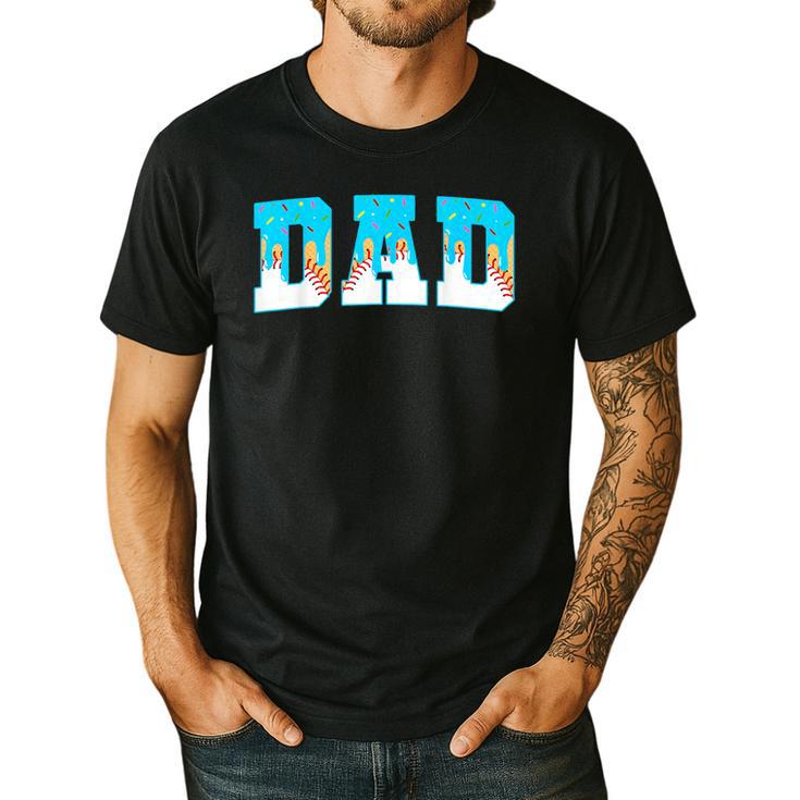 Baseball Dad Ice Cream Drip Happy Fathers Day Men's Casual T-Shirt