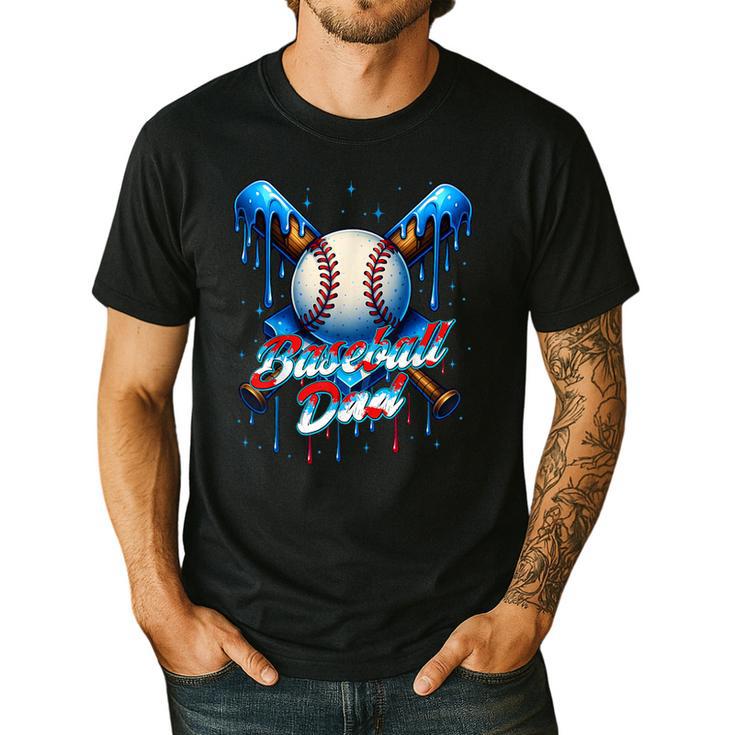Baseball Drip Dad Father Day Birthday Group Matching Family Men's Casual T-Shirt