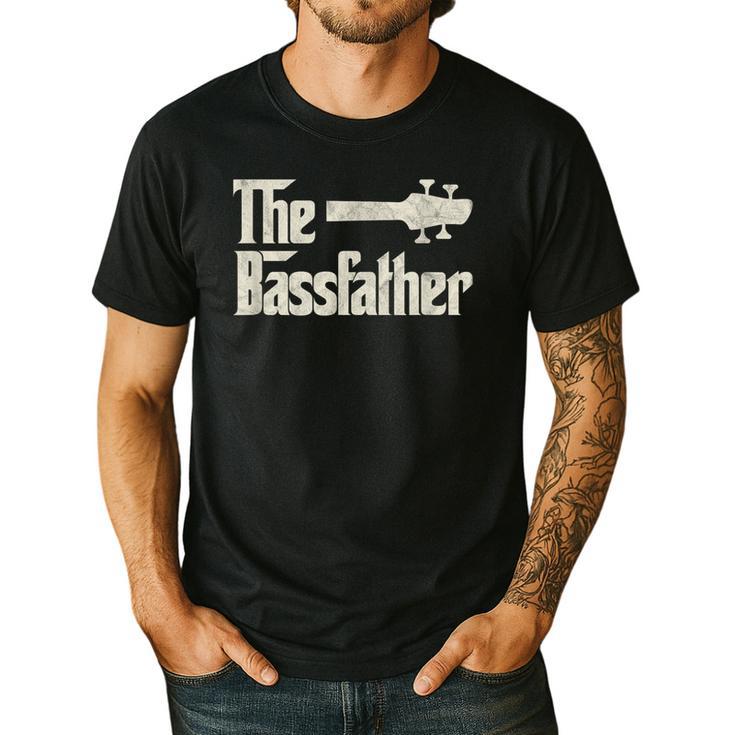 The Bassfather Distressed Bass Player Dad Fathers Day Men's Casual T-Shirt