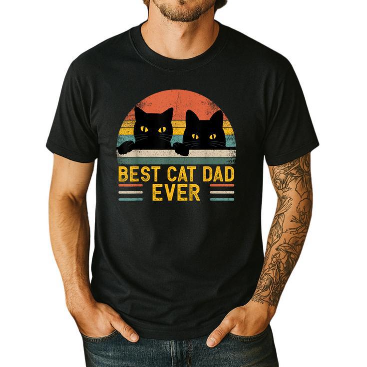 Best Cat Dad Ever Retro Style Cats Lover Men's Casual T-Shirt