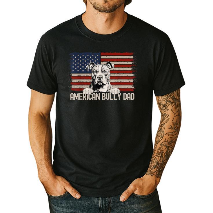 Best Dog Dad Ever American Flag American Bully Dad Men's Casual T-Shirt