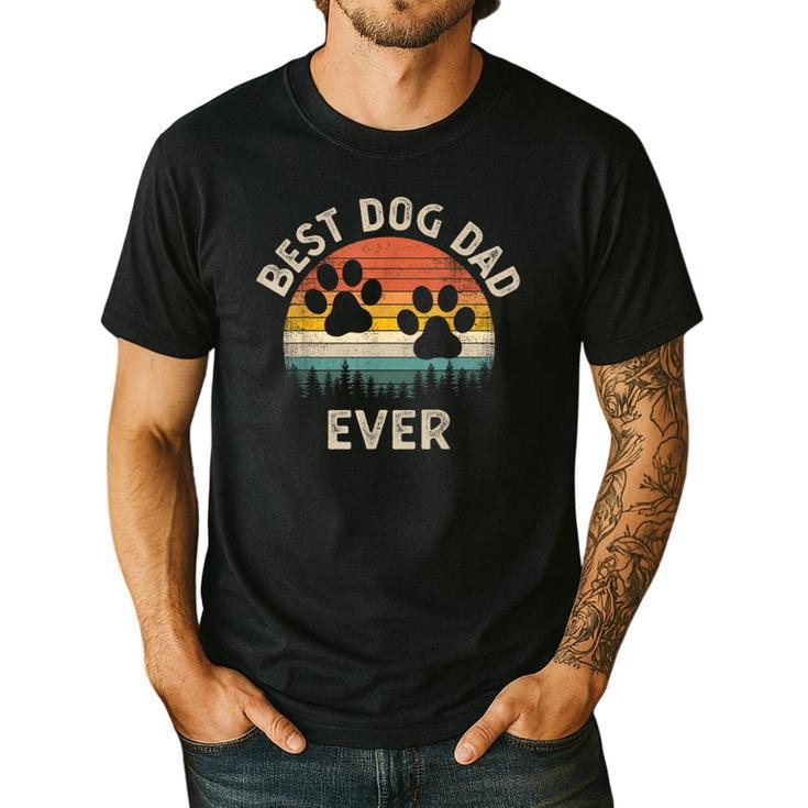 Best Dog Dad Ever Vintage Father's Day Dog Lover Men's Casual T-Shirt